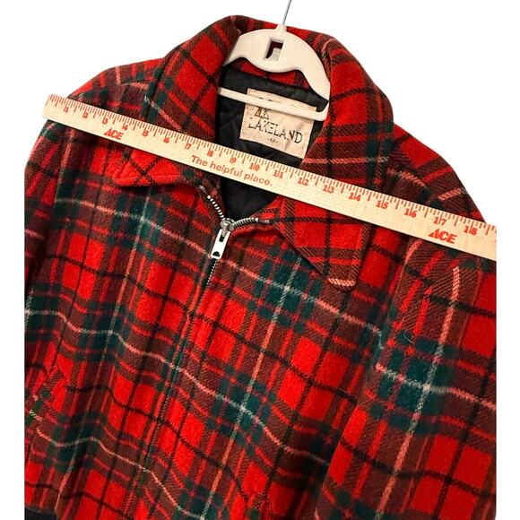 Huckberry Vintage L Plaid 100% Wool Bomber Jacket $350 Quilted Coat Red 44 - Picture 5 of 10